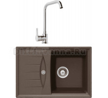 Комплект Мойка Schock Genius 45D Small (D-100S) Cristalite мокка + Смеситель MEGA Ege MG-PL10 хром