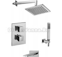 Комплект для ванной Paffoni Elle KITLEQ519CR120 С ВНУТРЕННЕЙ ЧАСТЬЮ, верхний душ 20 см, с термостатом, хром