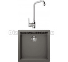 Комплект Мойка Schock Greenwich 50 Cristadur серебристый камень + Смеситель MEGA Ege MG-PL10 хром