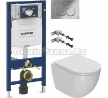 Комплект Унитаз подвесной Bauedge Bau Dream Hurricane 5 Inclosed + Инсталляция Geberit Duofix UP 320 111.300.00.5 + Крепления 111.815.00.1 к стене + Кнопка Sigma 01 115.770.21.5 хром