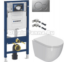 Комплект Унитаз подвесной Bauedge Bau Dream Hurricane 5 Inclosed + Инсталляция Geberit Duofix UP 320 111.300.00.5 + Крепления 111.815.00.1 к стене + Кнопка Sigma 01 115.770.JQ.5 лакированная, матовый хром