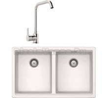 Комплект Мойка Schock Greenwich 701067U 80-2 Cristadur поларис + Смеситель MEGA Ege MG-PL10 хром