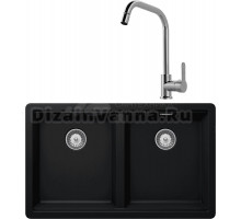 Комплект Мойка Schock Greenwich 80-2 Cristadur пуро + Смеситель MEGA City MG- ZRV104 хром