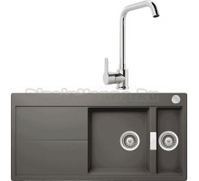 Комплект Мойка Schock Horizont 60D (D-150) Cristadur серебристый камень + Смеситель MEGA Ege MG-PL10 хром