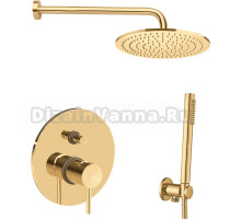 Душевой комплект Paffoni Light KITLIG015HGKING С ВНУТРЕННЕЙ ЧАСТЬЮ, верхний душ 30 см, медовое золото