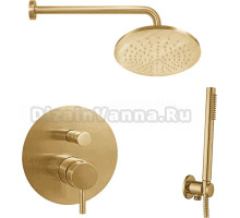 Душевой комплект Paffoni Light KITLIG015HGSPKING С ВНУТРЕННЕЙ ЧАСТЬЮ, верхний душ 30 см, медовое золото брашированное