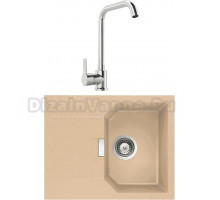 Комплект Мойка Schock Manhattan 40D Cristalite лунный камень + Смеситель MEGA Ege MG-PL10 хром