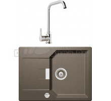 Комплект Мойка Schock Manhattan 45D Cristalite с клапаном-автоматом, альпака + Смеситель MEGA Ege MG-PL10 хром