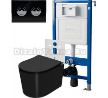 Комплект Унитаз подвесной Point Веста PN41701BM + Инсталляция PN45121 пневматическая + Кнопка Венера PN44072BC черная, хром