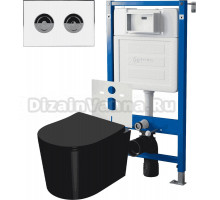 Комплект Унитаз подвесной Point Веста PN41701BM + Инсталляция PN45121 пневматическая + Кнопка Венера PN44072WC белая, хром