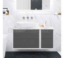 Тумба под раковину со столешницей Cezares Bellagio 106 подвесная, grigio nuvola, bianco opaco