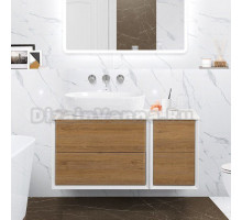 Тумба под раковину со столешницей Cezares Bellagio 106 подвесная, rovere tabacco, bianco opaco