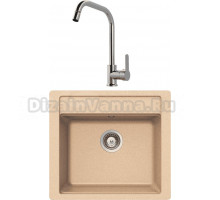 Комплект Мойка Schock Nemo 60 (N-100) Cristalite лунный камень + Смеситель MEGA City MG- ZRV104 хром