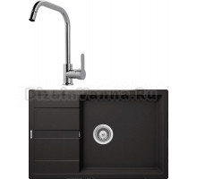 Комплект Мойка Schock Optima 60D Max Cristalite неро + Смеситель MEGA City MG- ZRV104 хром