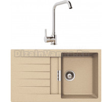 Комплект Мойка Schock Primus 45D (D-100) Cristalite лунный камень + Смеситель MEGA Ege MG-PL10 хром