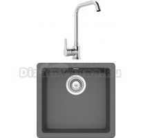 Комплект Мойка Schock Quadro 50 Cristalite баварский камень + Смеситель MEGA Ege MG-PL10 хром