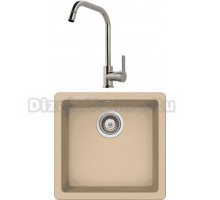 Комплект Мойка Schock Quadro 50 Cristalite лунный камень + Смеситель MEGA City MG- ZRV104 хром