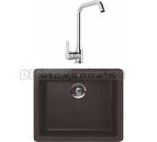 Комплект Мойка Schock Quadro 60 (N-100) Cristalite мокка + Смеситель MEGA Ege MG-PL10 хром