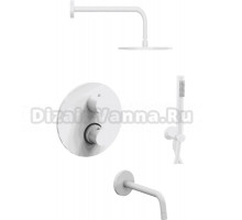 Душевой комплект Paffoni Light KITLIQ019BO046KING С ВНУТРЕННЕЙ ЧАСТЬЮ, верхний душ 30 см, с термостатом, белый
