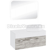 Мебель для ванной комнаты Runo Вудлайн 100 скандинавский дуб, раковина Ovale 50