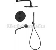 Душевой комплект Paffoni Light KITLIQ019NO046 С ВНУТРЕННЕЙ ЧАСТЬЮ, с термостатом, черный