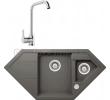 Комплект Мойка Schock Signus 90C (C-150) Cristadur серебристый камень + Смеситель MEGA Ege MG-PL10 хром