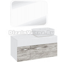 Мебель для ванной комнаты Runo Вудлайн 100 скандинавский дуб, раковина Cuatro 50