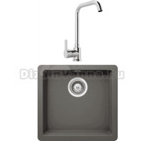 Комплект Мойка Schock Soho 50 (N-100S) Cristadur серебристый камень + Смеситель MEGA Ege MG-PL10 хром