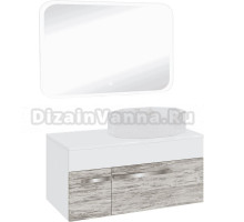 Мебель для ванной комнаты Runo Вудлайн 100 скандинавский дуб, раковина Cristallo 50