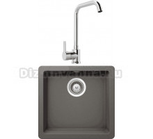 Комплект Мойка Schock Soho 700984U 50 (N-100S) Cristadur серебристый камень + Смеситель MEGA Ege MG-PL10 хром