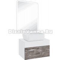 Мебель для ванной комнаты Runo Вудлайн 65 железный камень, раковина Cuatro 50