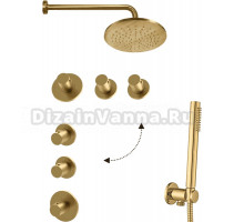 Душевой комплект Paffoni Modular Box KITMB018HGSPKING С ВНУТРЕННЕЙ ЧАСТЬЮ, верхний душ 30 см, медовое золото брашированное