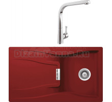 Комплект Мойка Schock Waterfall 45D (D-100) Cristadur красный + Смеситель MEGA Mega MG-SUN03