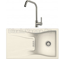 Комплект Мойка Schock Waterfall 45D (D-100) Cristadur магнолия, интегрированная + Смеситель MEGA City MG- ZRV104 хром