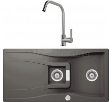 Комплект Мойка Schock Waterfall 60D (D-150) Cristadur серебристый камень + Смеситель MEGA City MG- ZRV104 хром