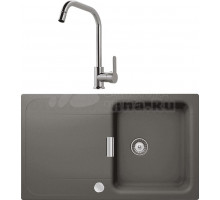 Комплект Мойка Schock Wembley 50D Cristadur серебристый камень + Смеситель MEGA City MG- ZRV104 хром