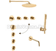 Душевой комплект Paffoni Modular Box KITMB019HG141KING С ВНУТРЕННЕЙ ЧАСТЬЮ, верхний душ 30 см, медовое золото
