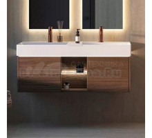 Тумба с раковиной KERAMA MARAZZI Grande 120 с полкой, структурированный орех