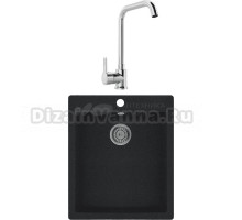 Комплект Мойка Whinstone Аркус 420 черный металлик + Смеситель MEGA Ege MG-PL10 хром