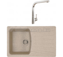 Комплект Мойка Whinstone Веста 1B 1D бежевый + Смеситель MEGA Mega MG-SUN03