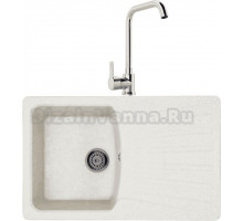 Комплект Мойка Whinstone Веста 1B 1D белый + Смеситель MEGA Ege MG-PL10 хром