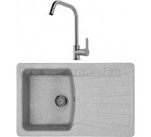 Комплект Мойка Whinstone Веста 1B 1D серый + Смеситель MEGA City MG- ZRV104 хром