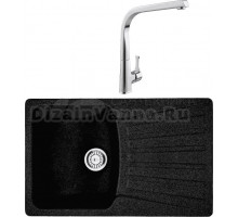 Комплект Мойка Whinstone Веста 1B 1D черный + Смеситель MEGA Mega MG-SUN03