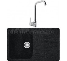 Комплект Мойка Whinstone Веста 1B 1D черный металлик + Смеситель MEGA Ege MG-PL10 хром