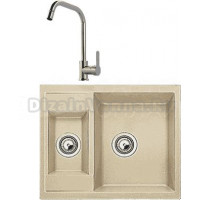 Комплект Мойка Whinstone Гарда 1 1/2B бежевый + Смеситель MEGA City MG- ZRV104 хром