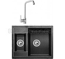 Комплект Мойка Whinstone Гарда 1 1/2B черный + Смеситель MEGA Ege MG-PL10 хром