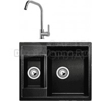 Комплект Мойка Whinstone Гарда 1 1/2B черный металлик + Смеситель MEGA City MG- ZRV104 хром