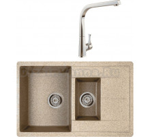 Комплект Мойка Whinstone Гурон 1 1/2B 1D бежевый + Смеситель MEGA Mega MG-SUN03