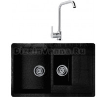 Комплект Мойка Whinstone Гурон 1 1/2B 1D черный + Смеситель MEGA Ege MG-PL10 хром