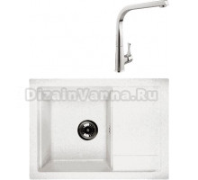 Комплект Мойка Whinstone Мунго 650 белый + Смеситель MEGA Mega MG-SUN03